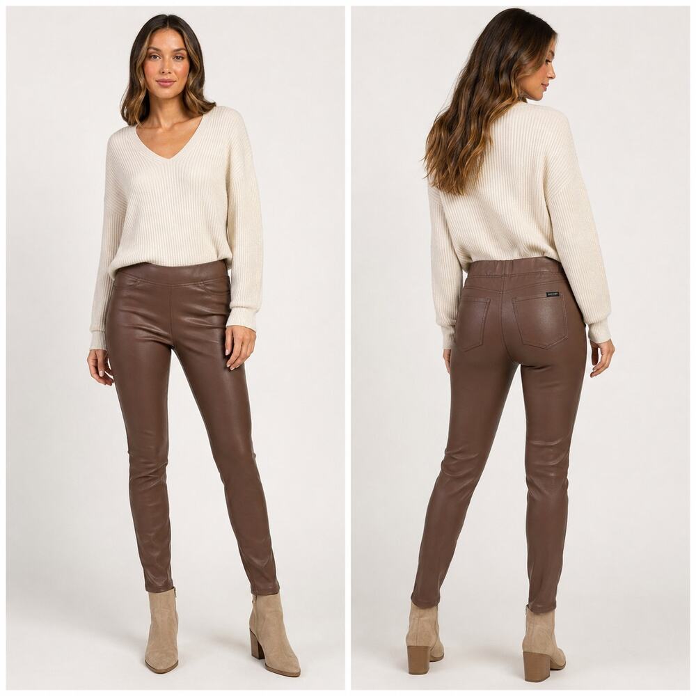 Sanctuary Faux Leather Pull-On Skinny Pants Size Medium Brown NWT